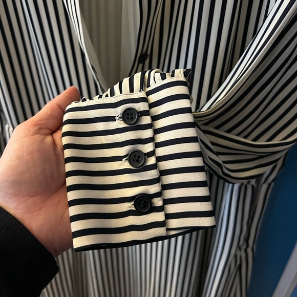 H&M Black and White Striped Long Sleeve Shirt Dress Sz S - Picture 4 of 7